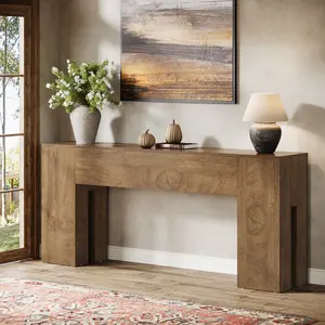 [Summervibes] Tribesigns 71-Inch Console Table for Entryway, Farmhouse Style Sofa Console Behind Couch in Brown