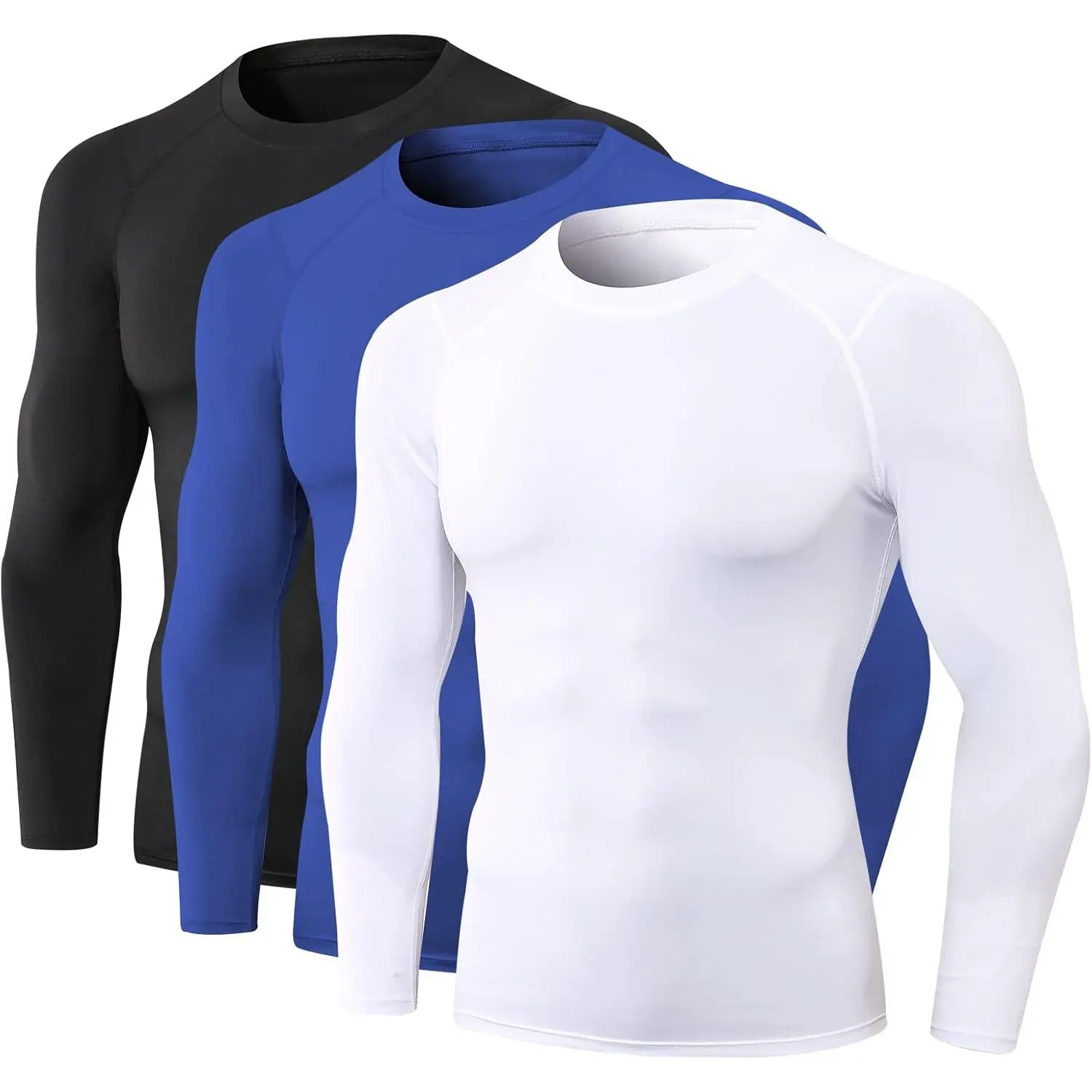 Men's Compression Shirts Long Sleeve Athletic Apparel - 1/3 Pack Quick Dry Fitness Sport Top, Compression Sports Tee Workout Base Layer Undershirts for Basketball, Football