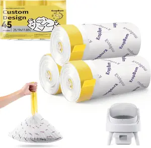 45 Count Automatic Cat Litter Box Liners Compatible with PetPivot AutoScooper 11 and Similar Open Top Self Cleaning Litter Box, Heavy Duty Cat Litter Bags Liners with Drawstring, 25.19" x 11.8"