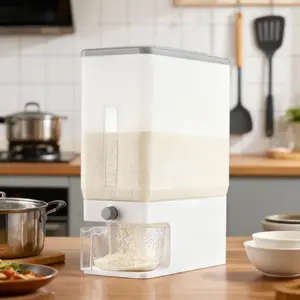 Lifewit Rice Container, Airtight Dispenser with Visible Barrel, Moisture Proof Storage for Grains, Flour, Soybean, Dry Food BPA-Free Utensils