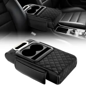 Upgrade Car Console Armrest Pad with Tissue Box,Comfortable Memory Foam Car Armrest Cushion,Premium PU Leather Car Armrest Cover,Universal Car Center Console Pillow,Car Accessories