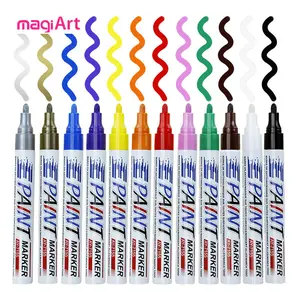 Set of 12 Permanent Car Tire Marking Paint Markers Set-for Painting on Car Ornaments,Wood,Plastic,Glass,Mugs-Durable Plastic,Medium Tip,Ideal for Drawing,Coloring and Writing,Car Decoration,Sleek Design,Smooth Writing,Paint Pen,Metal Marker