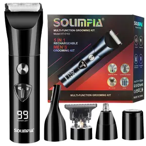 SOLIMPIA 5-in-1 Men's Grooming Kit, Wireless Hair Trimmer Set with Electric Shaver, Beard and Nose Hair Trimmer for Gifts