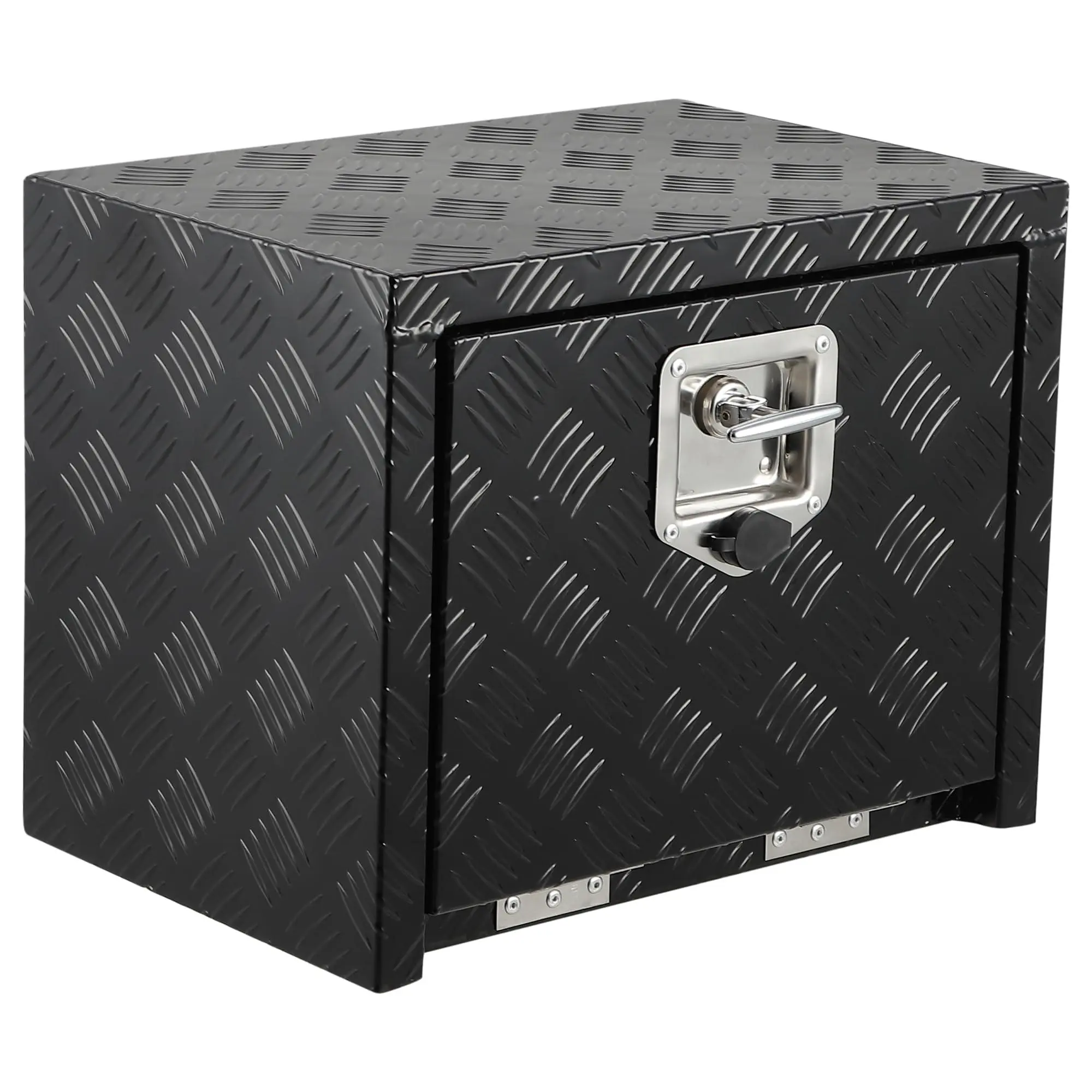 Black Rectangular Outdoor Storage Box - Heavy-Duty Lock & Key Utility Tool Chest, 18"x12"x14" for Pickup Truck Bed Trailer Tongue Storage, RV Use