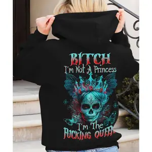 I’m the Queen Hoodie – Bad Girl Skull Crown Attitude Sweatshirt for Women, Skull Queen Hoodie