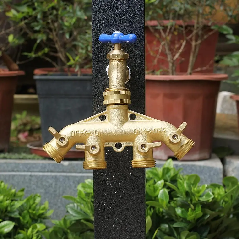 1 Set Adjustable Joint Copper Garden Faucet Splitter, Garden Hose Connectors, Courtyard Water Pipe Adapter, Quick-Connect Fitting, Garden Hose Fittings