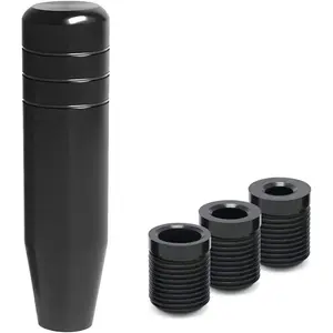 5" Heavy Weighted Shifter Knob, Universal Aluminum Alloy Car Gear Lever Metal Stick Shift Handle, Shifter Knobs Retainer for Manual Automatic Vehicles with 3 Adapters (Black)