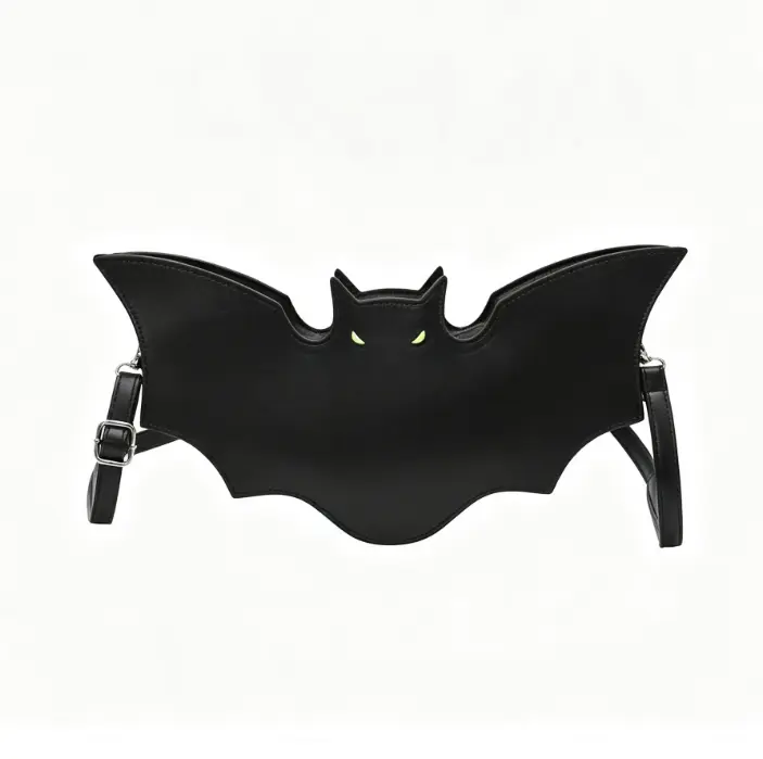 Goth Halloween Gothic Bat Purse Shoulder Bag, Vegan Leather Crossbody Bag for Women, Trendy Emo Grunge Scene Spooky Novelty Cute Weird Accessory Halloween Gifts