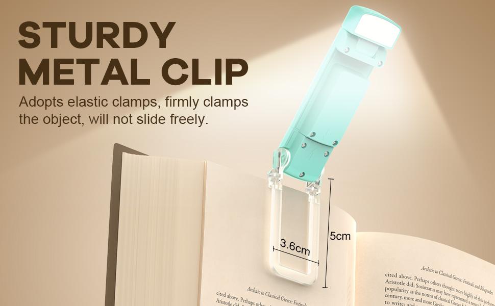 BIAT Rechargeable Book Lights for Reading At Night, Portable Reading Lights for Books in Bed, Reading Lamp with Timer, Clip-on Led Bookmark Light with 3 Amber Colors & 5 Brightness, Gifts for Book Lovers