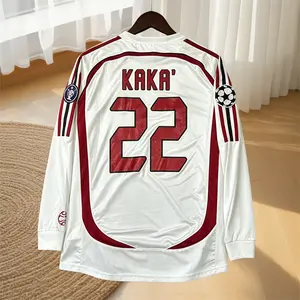2006 2007 Away Retro White No.22 Kaka Long Sleeve Soccer Jersey