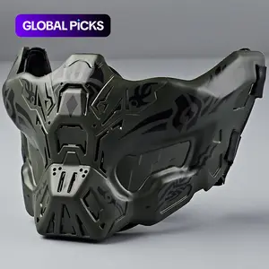 Vintage Ghost Half Face Mask, Gift Box Packaging, Line Aesthetic Design, Anti-Face Recognition, Perfect for Adult Parties and Hanfu Accessories