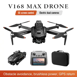 Beginner-friendly aerial drone with a screen remote control, dual cameras with 8K video and electronic stabilization, 5G transmission, GPS return-to-home, intelligent obstacle avoidance, brushless motors for stable outdoor flight, and easy production of c