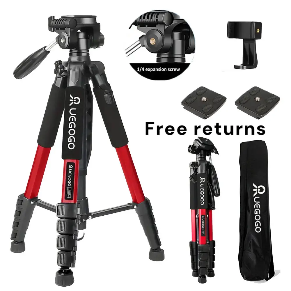 74" Camera Tripod Heavy-Duty Aluminum Alloy Tripod Lightweight Portable with 360° Pan Tilt Head, Quick Release Plate & Phone Holder - Perfect for Vloggers, TikTok Creators & Travel Photographers, Come with Travel Bag#SummerWins#BackToSchoolDeal