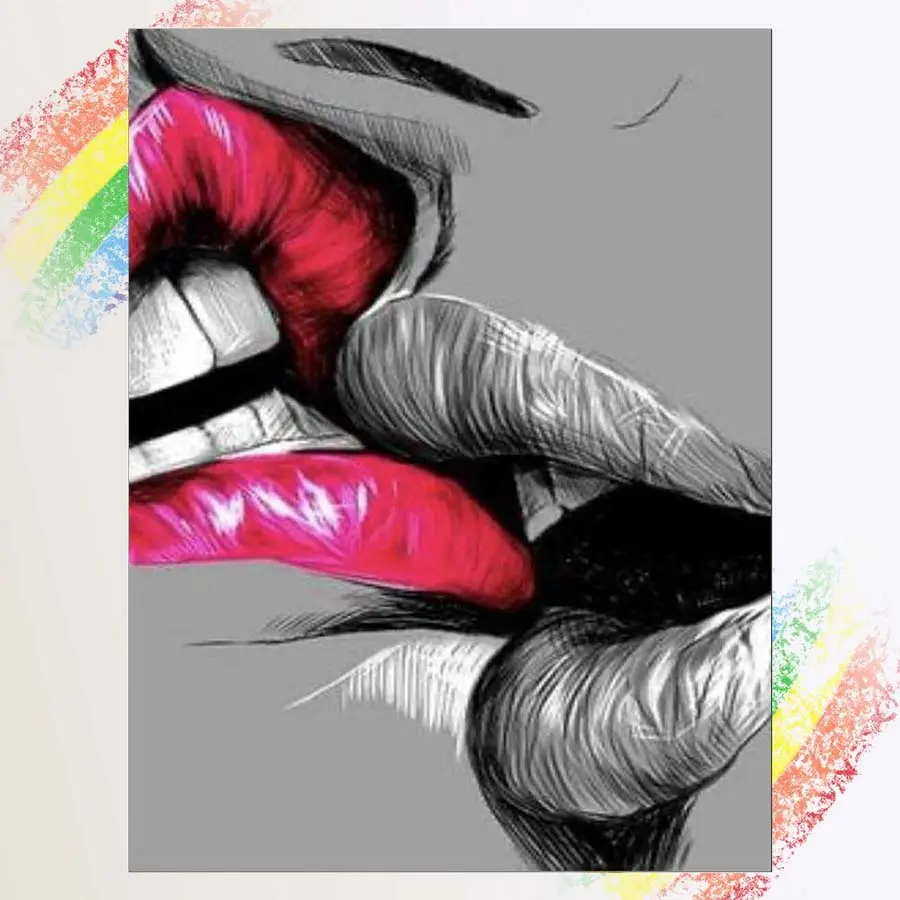 1pcs 5D DIY diamond painting kit, 5D diamond art kit, DIY decoration, Handicraft, kissing red lips diamond painting kit full round diamond DIY, mosaic, diamond art, DIY art home decor, suitable for Halloween and Christmas.