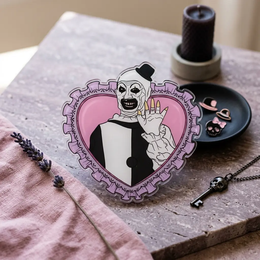 Creepy Clown Phone Grip, Gothic Heart Acrylic Phone Holder Stand, Expandable Grip Compatible with iPhone, Samsung & Most Smartphones