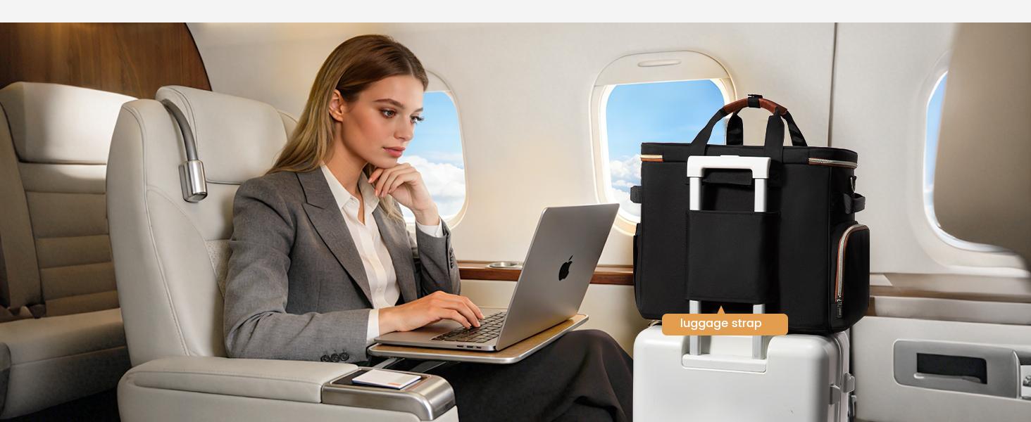 【Mother's Day Gift】LOVEVOOK Rolling Teacher Bag with Detachable Dolly and Laptop Compartment, Large Rolling Tote Bag fits for 17.3" Laptop for Teacher Office Work Craft Nurse, Quilted-Black summervibes