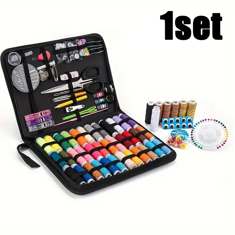 Portable Multifunctional Sewing Kit with Storage Bag for Adults - Beginner-Friendly, Travel-Ready DIY Crafting Tools Set with Assorted Random-Color Thread, Complete Accessories & Fabric, Sewing Kit For Beginners, Crafting Kit Tools