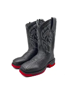 Cowboy Work Boot Matte Black Python Composite Toe