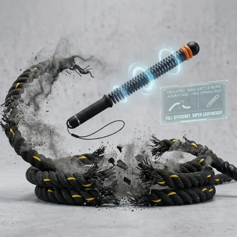 Cordless Battle Rope Sticks for Home Gym & Dorm - Dynamic Spring Resistance Full Body Workout Bar, Compact Weighted Fitness Equipment for Strength & Endurance