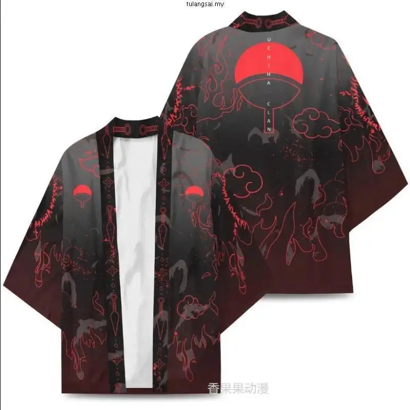 Anime Konoha Hokage Kurama Uchiha Sharingan Symbol Kimono Cloak Cosplay Costumes Haori Cardigan Jacket Pajamas