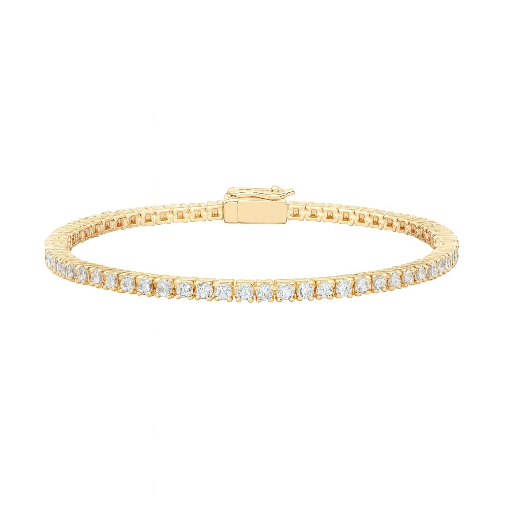 PAVOI 14K Gold Plated Cubic Zirconia Classic Tennis Bracelet | Gold Bracelets for Women | 4mm CZ, Size 6.5-7.5 Inch