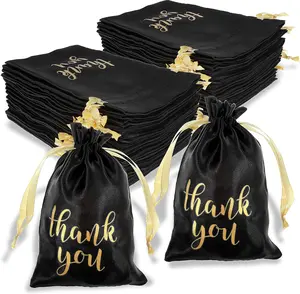 Abeillo 24 Pcs Thank You Bags Wedding Satin Gift Bags with Drawstring, 4 X 6 Inch Jewelry Pouches Candy Bag for Wedding Bridal Shower Party Favor Bag for Birthday Baby Shower