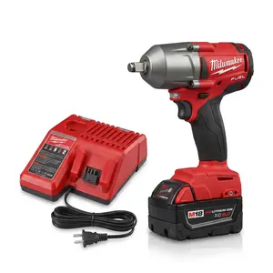 Milwaukee 900NM Brushless Cordless Impact Wrench Heavy-Duty Fastening Tool For Automobile Repair Steel Structure Installation And Bolt Disassembly With High Torque Output Anti-Slip Grip And Shockproof Structure For Industrial Job Sites