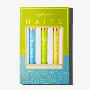 Haiku Fragrance Rollerball Trio - SALT, SUN FRUIT, SWEET Eau de Parfums, Aquatic, Floral, Gourmand Perfume Set