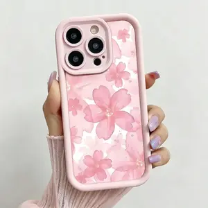 Pink Flower Pattern Phone Case, Soft Silicone, Fully Protected and Shockproof For iPhone 17 16 15 Pro Max 14 13 12 11 X/XS Plus Air 12 13 Mini 16/17E Cover Classic Vintage Girly iPhone case tiktokshopspringglowup