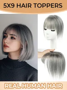 Real Hair Wig Clips, Clip On Hairpieces, Straight Lace Base Design, Comfortable & Easy Wear, Suitable for Baldness, Thin Hair, Ponytail or Bun Styles, Natural Human Hair, Hair Topper Clip