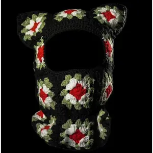 Evergreen Flower Crochet Ski Mask