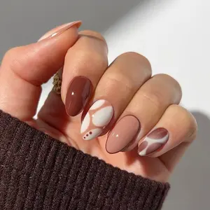 24pcs Short Oval Leopard Print False Nails, Acrylic Press-On Nail Set, Fake Nails Kit with Jelly Glue and File, Easy Wear for Parties, Dancing, Daily Use