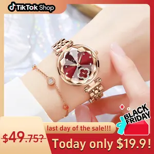 【TikTokShopBlackFriday】 Elegant Lady's  watch: lt can be used as a watch orworn as abracelet. The fashionable and elegant design ispaired witha romantic love gift box.