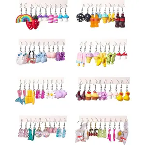 BY-EA25SP 40 Pairs Quirky and Cute Earrings for Women - Dangling Animals, Mushrooms, and More!