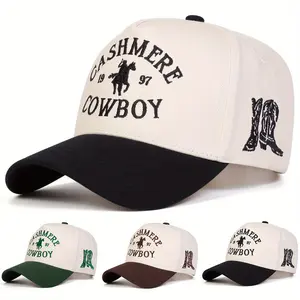 Unisex Letter Embroidered Patchwork Baseball Cap Outdoor Adjustable Sunscreen Leisure Hat Spring Autumn Travel Tourism Beach Vacation
