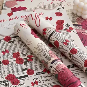 10 Sheets Rose Gift Wrapping Paper, Perfect for Mother's Day, Valentine's Day Bouquet Packaging, Weddings, Anniversaries, Birthday Gifts DIY, Gift Wrapping Supplies
