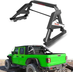 MONOKING Roll Bar with Chase Rack Sport Bar for Mid-Size Trucks, 56"-67" Adjustable Dual Tube with LED Brake Light, Compatible with Tacoma, Gladiator JT, Frontier