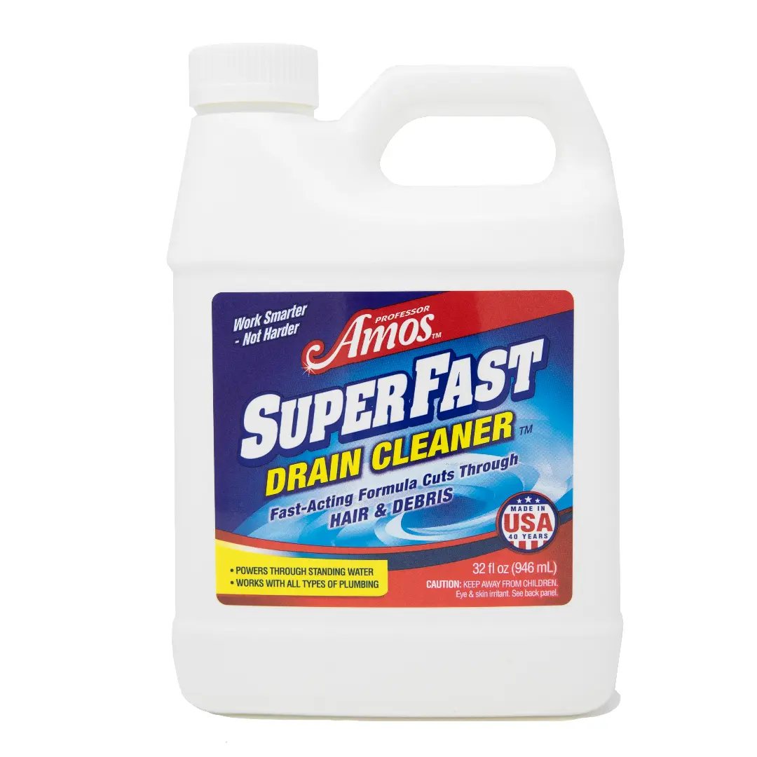 Professor Amos 32oz Superfast Drain Cleaner Clears Clogs in Minutes! Made in the USA