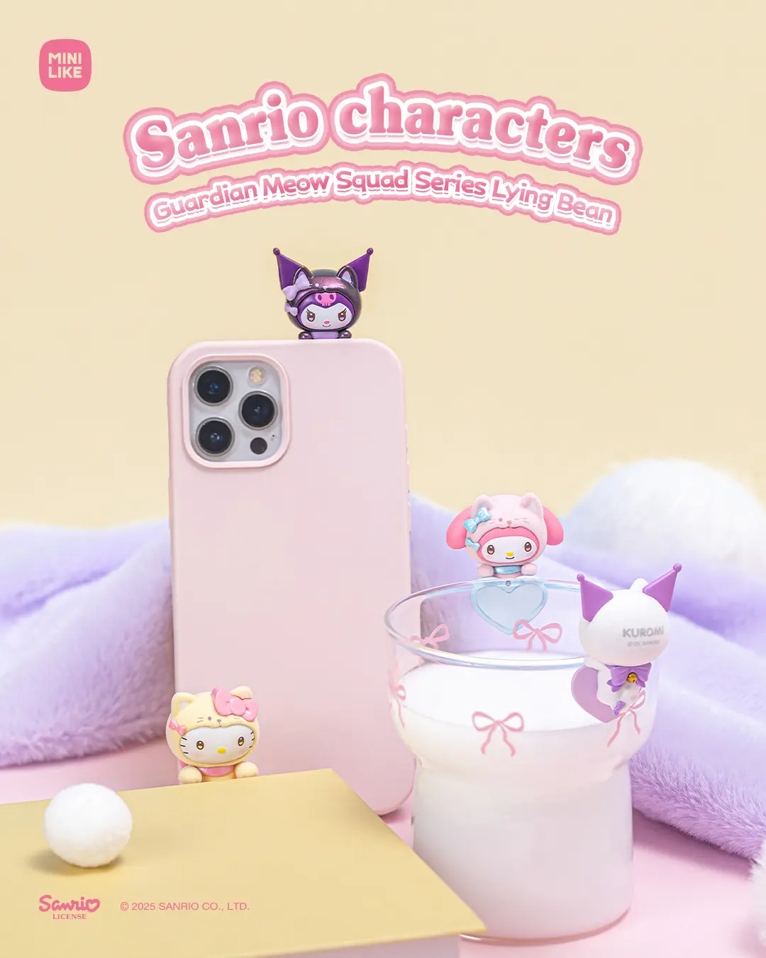 Sanrio characters x MINILIKE Guardian Meow Squad Series Lying Bean blindbox