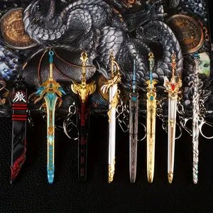 8pcs Anime Sword Keychains - Mini Metal Weapon Models, unopened blade pendant, suitable for bag and desktop decoration, perfect gift for gamers and collectors