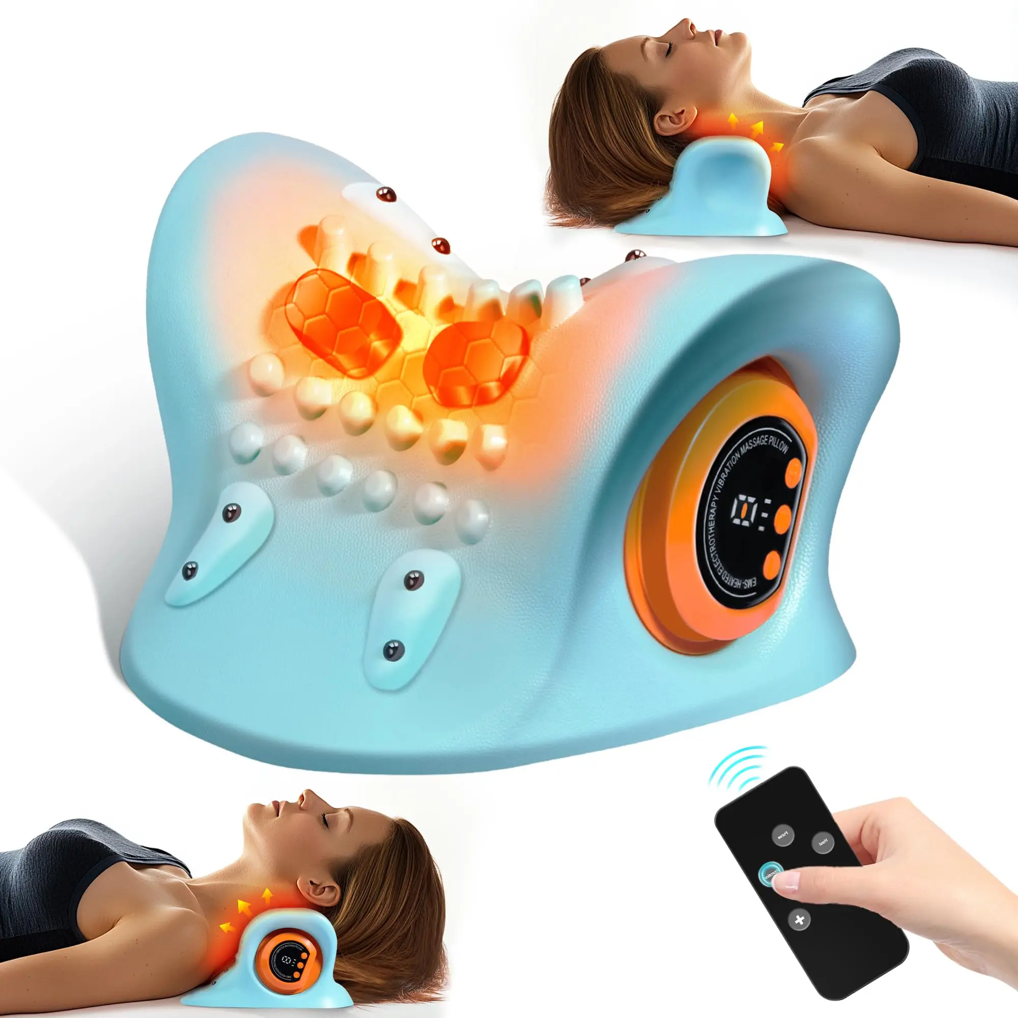 【Mother's Day Gift】Shiatsu Neck Shoulder Back Massager with Heat - Adjustable Plug-in Neck Shoulder Relaxer, Electronic Acupressure Multi-mode Massage Device, Electronic Massage Devices