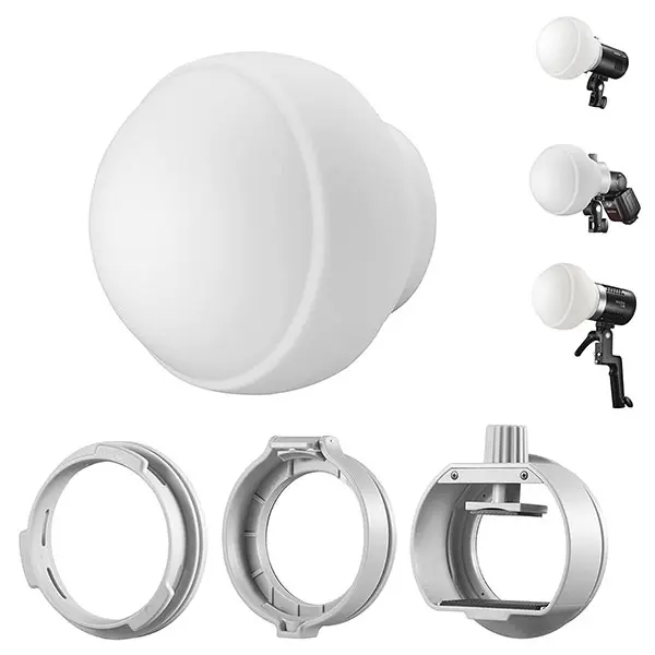 GODOX ML-CD15 Softbox Diffusion Dome Kit with 3 Adapters for godox V1 AD100PRO AD200PRO V860III V860II V850II TT685II TT685 TT600 TT560II TT520II TT660S AD200 ML30 ML30Bi ML60 ML60Bi AD300PRO AD400PRO Camera Foldable Silicone Smartphone, Flash, Accessorie