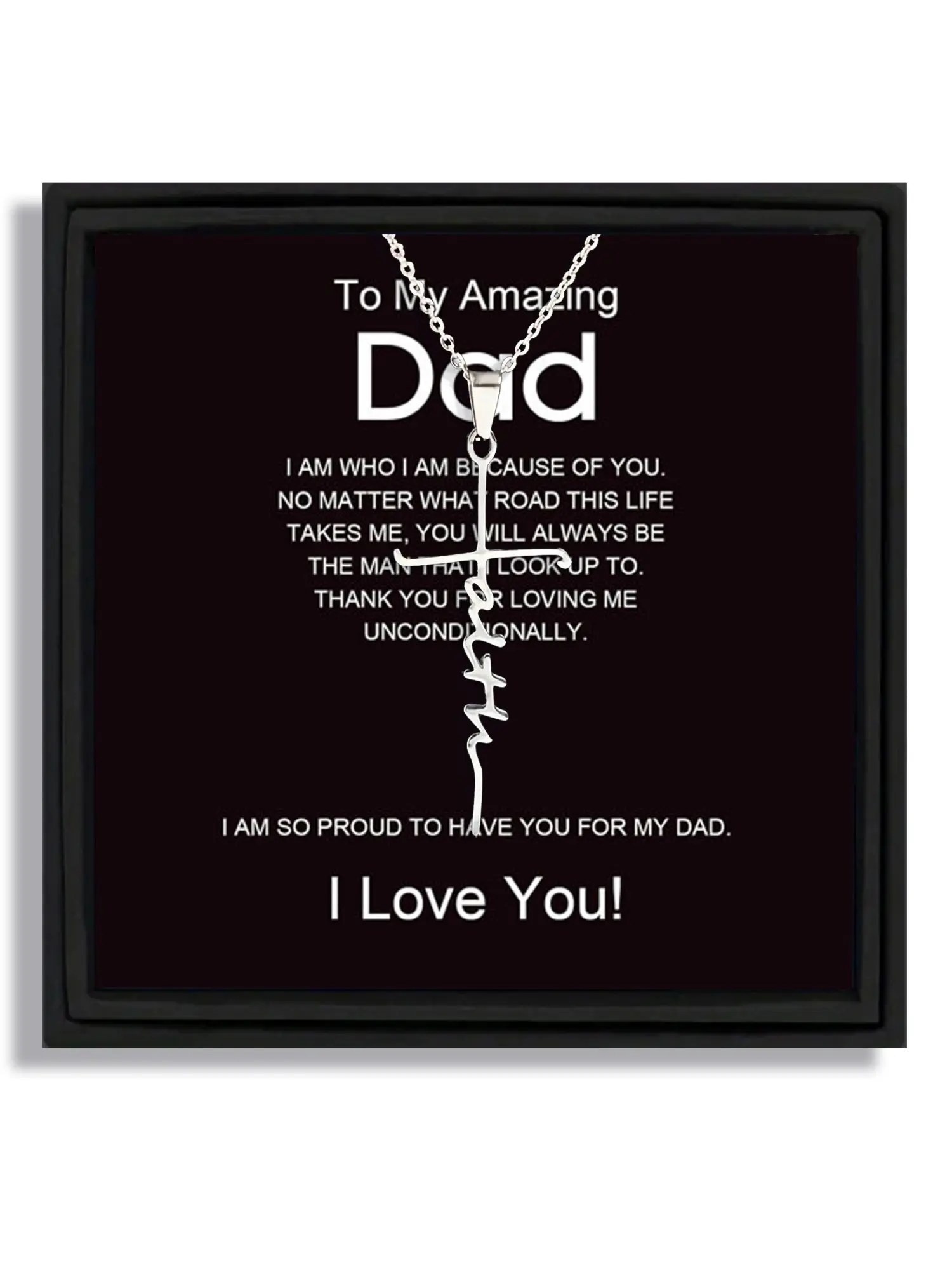 One piece Father's Day gift for dad cross letter necklace gift box with blessing card and box Necklace Initial Faith Necklace