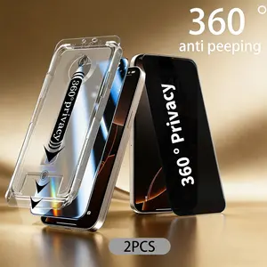 [2-pack] 360 ° privacy screen protector [Four sided privacy protection] Anti peeping tempered film, comprehensive protection, scratch resistant and durable, easy to install, suitable for iPhone 17 Pro Max/16/15/14/13