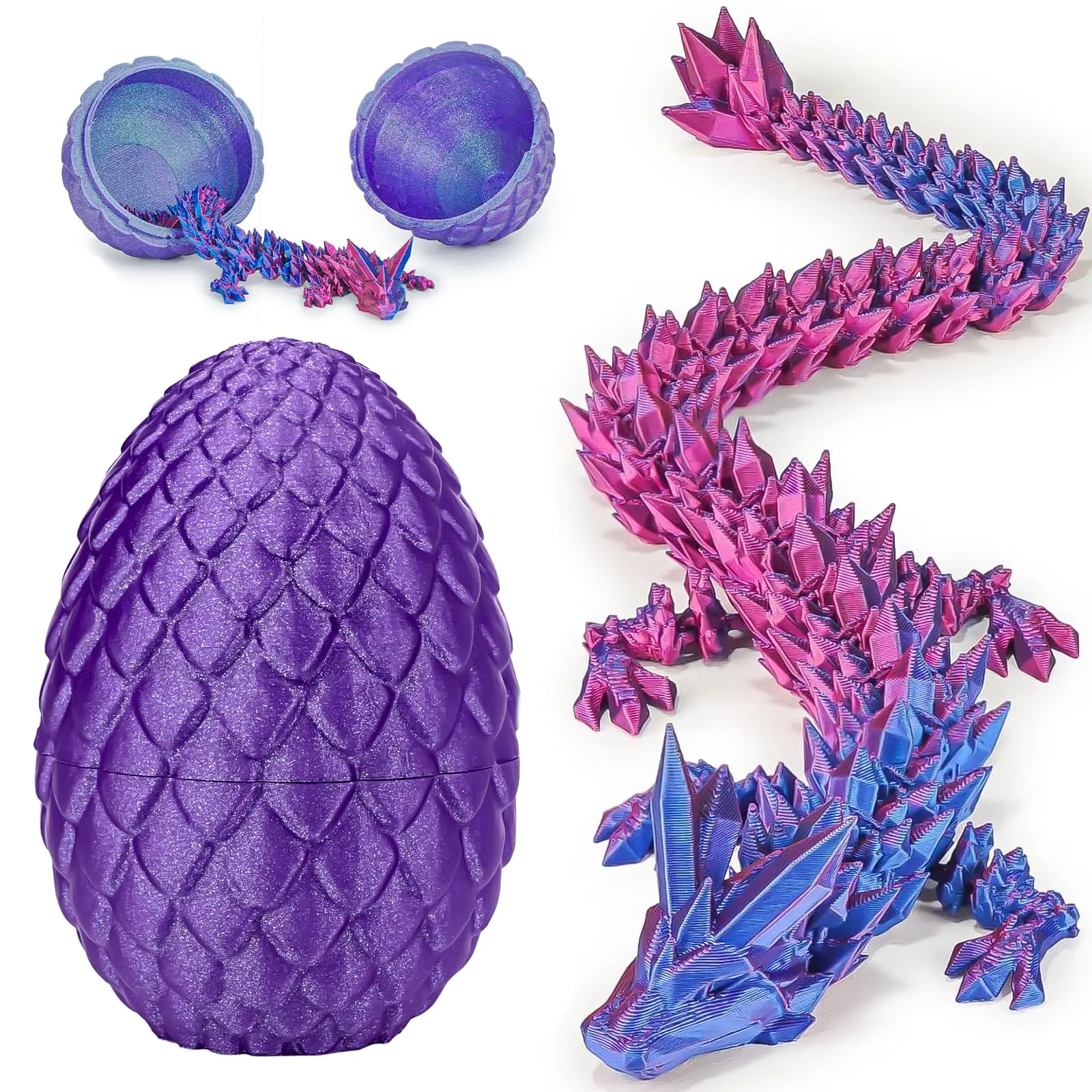 3D Printed Dragon Statue, 1 Count Colorful Gradient DesignDragon Egg Ornament, Creative Desktop Decoration forHome Office