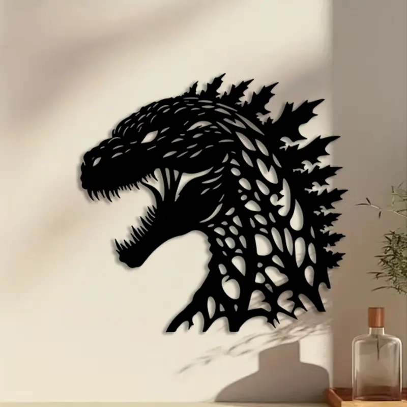 1pc Godzilla Metal Wall Art, Decorative Wall Art, Home Wall Decor, Decoration Items, Dinosaur Themed Design, Godzilla Statue Mural, for Living Room Wall, Bedroom Wall, Halloween Decor, Ideal Gift for Movie Lovers, Anti-Corrosion Metal