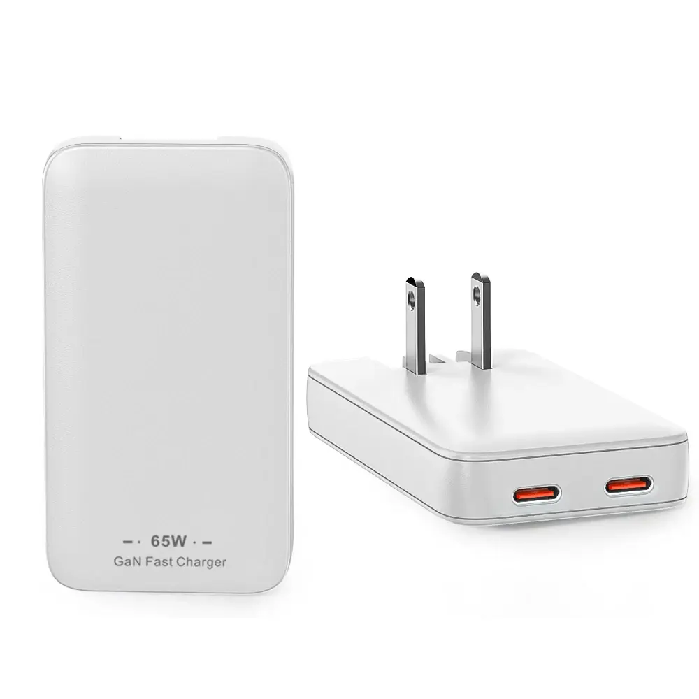 65W GaN Fast Charger Foldable Slim Adapter With Dual-Port USB A USB C PD 3.0 QC 4.0, Wall Charger US Plug for MacBook iPhone iPhone 17/16/15/14/13/12/11 Pro/12 Pro Max Samsung Galaxy S25 Ultra/S25/S24/S23/S22