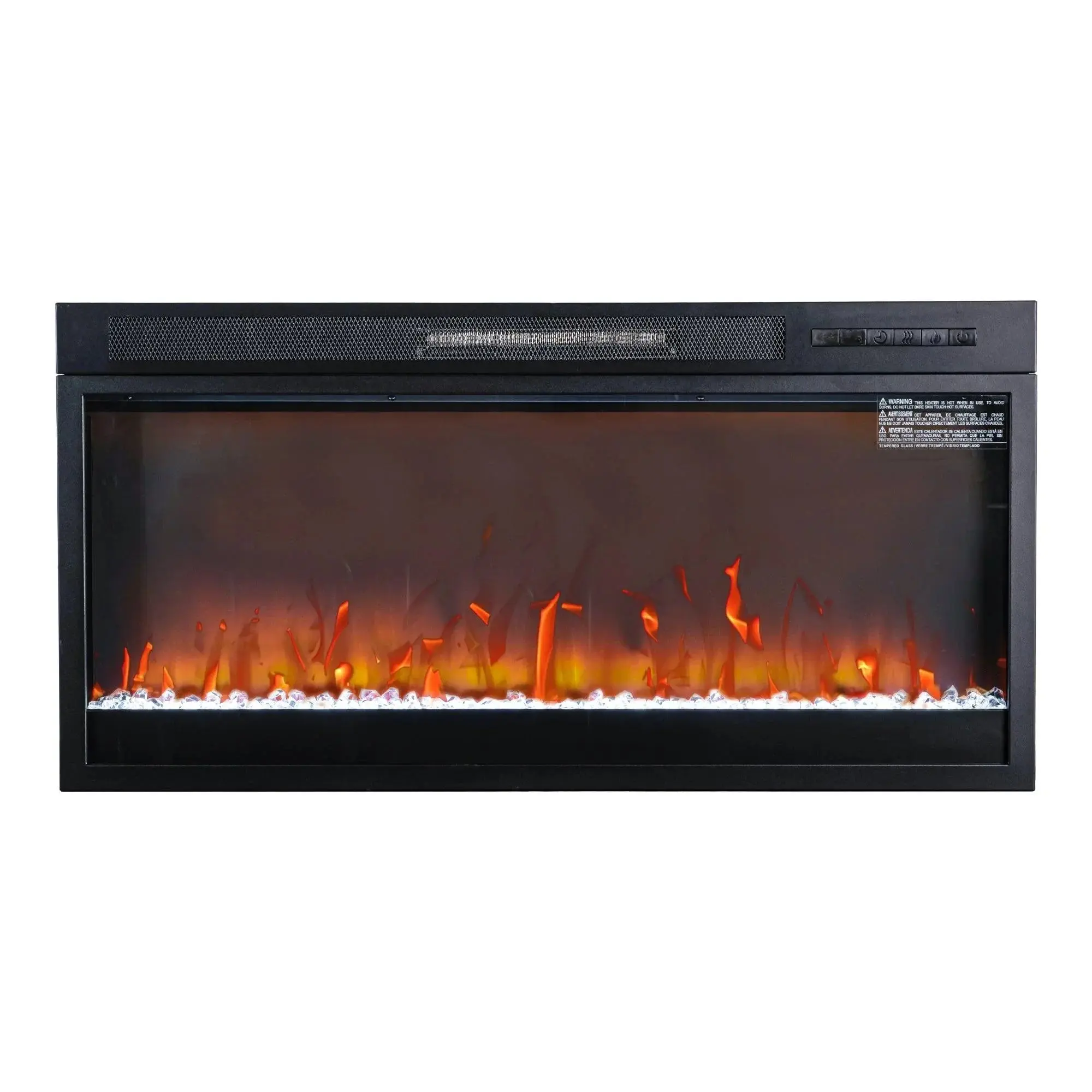 36 Inch Modern Black Electric Fireplace Insert, Wall Mount Fireplace Heater with Remote Control for Home Decor