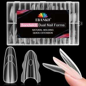 240 PCS Sandwich Nail Dual Forms, EBANKU Nail Extension Forms Kit for Beginner & Professional, 15 Sizes Oval Dual Form for Polygel and Builder Gel, Salon and Home DIY Nail Art Tools
