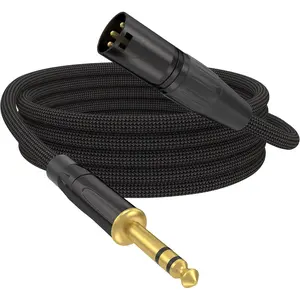 XLR Male to 1/4 TRS Male Balanced Cable, 6.35mm to XLR Balanced Audio Cord for DJ Equipment, Live Sound, Studio Mixers,Guitar, Headset, 6 Feet